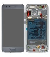 Display (LCD + Touch) + Frame Battery für (STF-L09, L19) Huawei Honor 9, Honor 9 Premium - silver gr